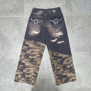 INFLATION Camo and Ripped Effect Print Jeans