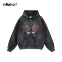 INFLATION Washed Graphic Zip Up Hoodies