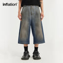 INFLATION Mud Dying Wide Leg Jeans Shorts