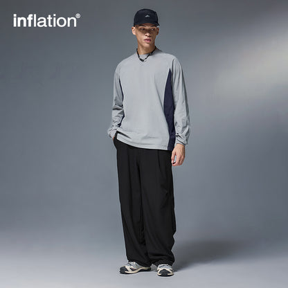 INFLATION Grid Pattern Fleece Wide-Leg Pants