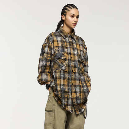 INFLATION Ripped Streetwear Oversized Shirts