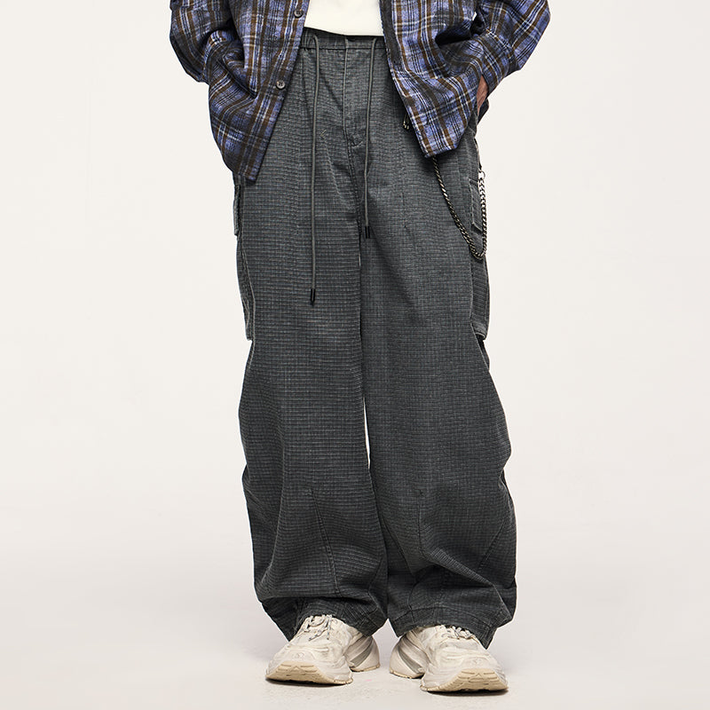 INFALTION Check Wide-Leg Cargo Pants