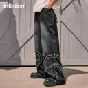 INFLATION Black Distressed Fringe Jeans - INFLATION