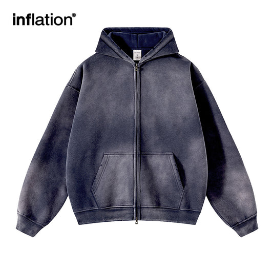 INFLATION Washed Zip Up Hoodies