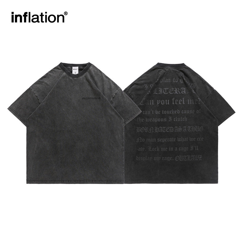 INFLATION Washed Gothic Puff Printed Tees