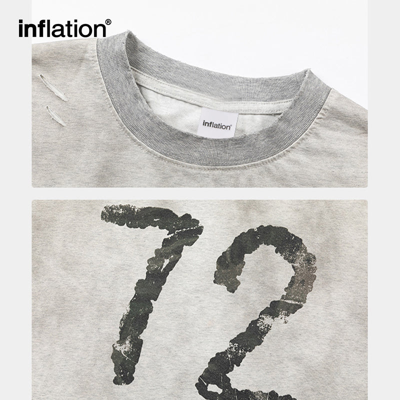 INFLATION Washed Patchwork Camo Sleeve Layered Tshirts