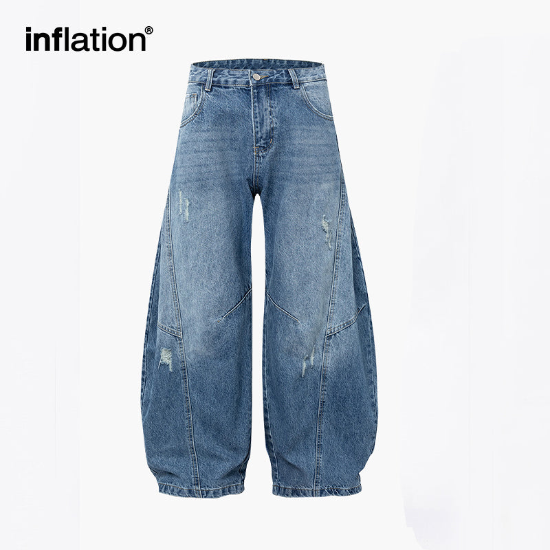 INFLATION Loose Fit Washed Distressed Jeans