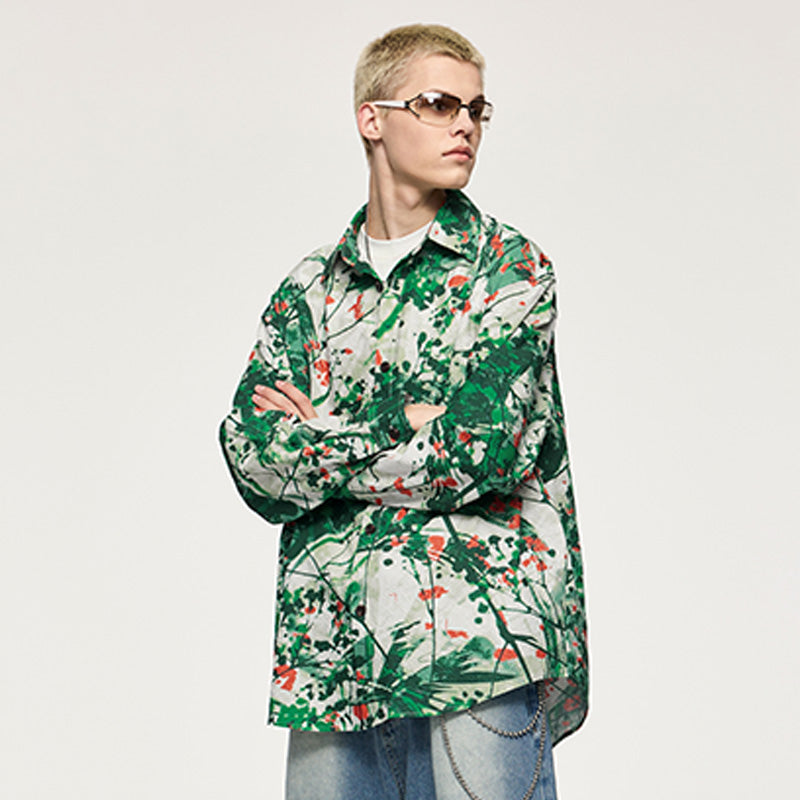 INFLATION Floral Print Seersucker Shirts