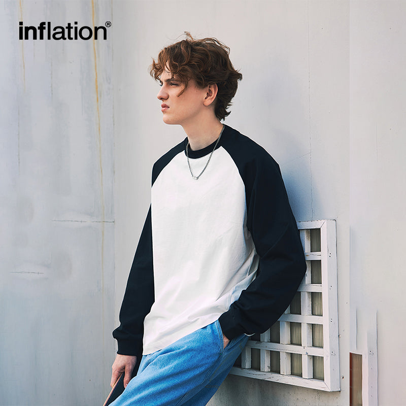 INFLATION Minimalism Raglan Sleeve Oversize Tees