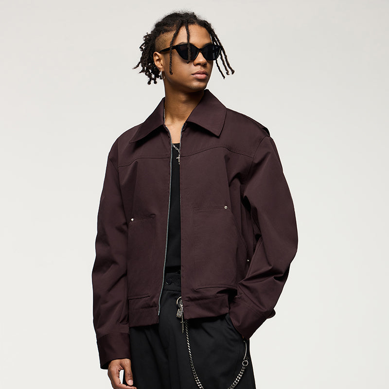 INFLATION Designer Rivet Cropped Cargo Jacket