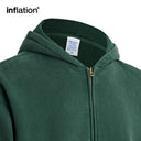 INFLATION Washed Distressed Zip-Up Hoodie