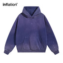 INFLATION Acid Washed Ripped Fleece Hoodies