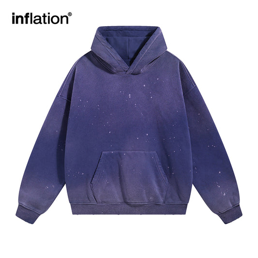 INFLATION Acid Washed Ripped Fleece Hoodies