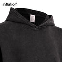 INFLATION Black Washed Distressed Hoodies