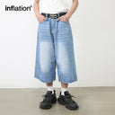 INFLATION Washed Distressed Denim Shorts