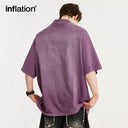 INFLATION Washed Tie Dyed Mock Neck Oversized Tees - INFLATION