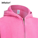 INFLATION Retro Distressed Zipper Hooded Jacket