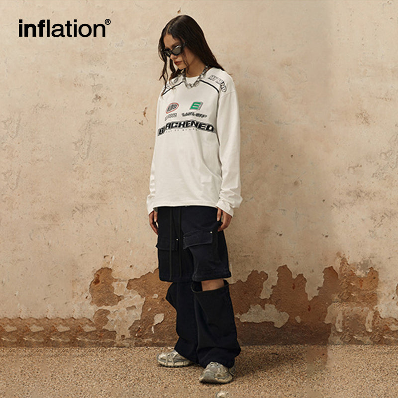 INFLATION Color Blocking Printed Tshirt