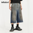 INFLATION Mud Dying Wide Leg Jeans Shorts