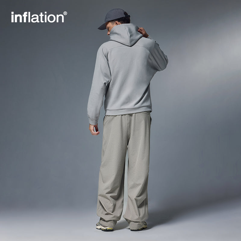 INFLATION Grid Pattern Fleece Wide-Leg Pants