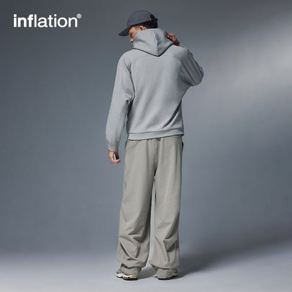 INFLATION Grid Pattern Fleece Wide-Leg Pants