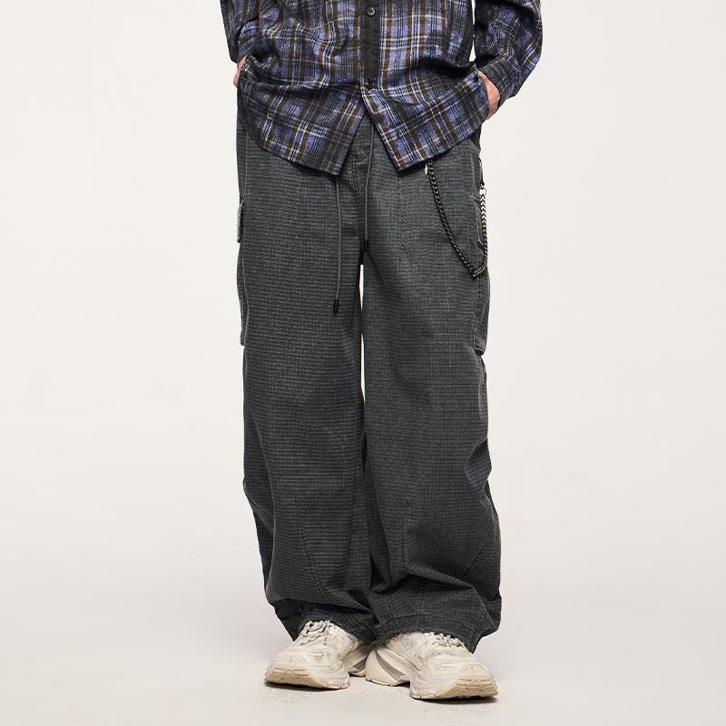 INFALTION Check Wide-Leg Cargo Pants