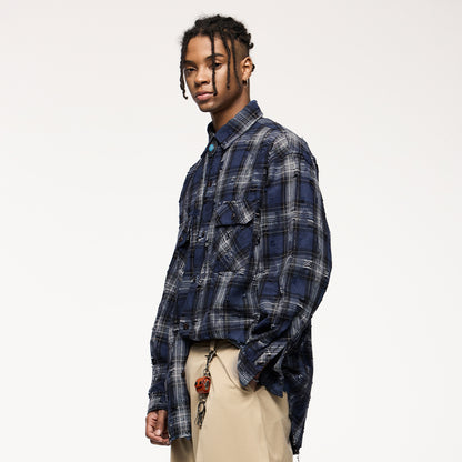 INFLATION Ripped Streetwear Oversized Shirts