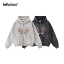 INFLATION Washed Graphic Zip Up Hoodies