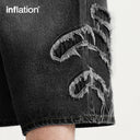 INFLATION Black Distressed Fringe Jeans Shorts - INFLATION