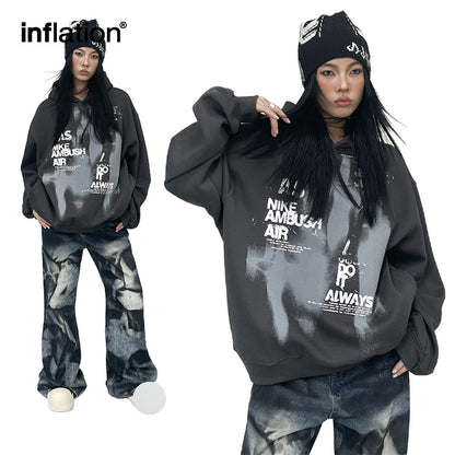 INFLATION Alien Velvet American Retro Hoodie