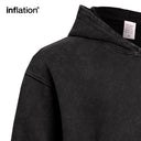 INFLATION Black Washed Distressed Hoodies