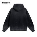 INFLATION Acid Washed Ripped Fleece Hoodies