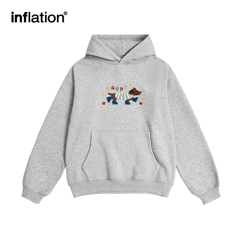 INFLATION Embroidery Cartoon Dachshund Hoodies