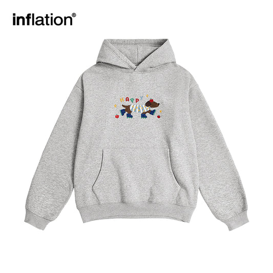 INFLATION Embroidery Cartoon Dachshund Hoodies