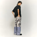 INFALTION Patchwork Effect Print Baggy Jeans