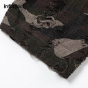 INFLATION Washed Patchwork Camo Sleeve Layered Tshirts