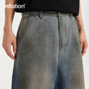 INFLATION Mud Dying Wide Leg Jeans Shorts