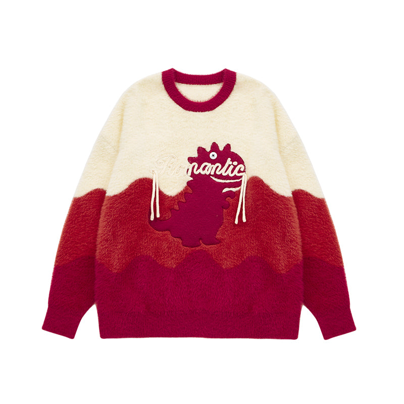 INFLATION Dinosaur Cartoon Knit Sweaters