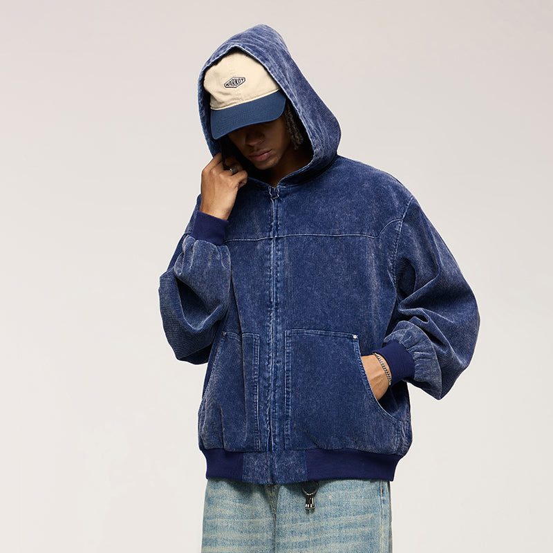 INFLATION Washed Hooded Corduroy Jacket