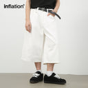 INFLATION White Straight Leg Cotton Shorts