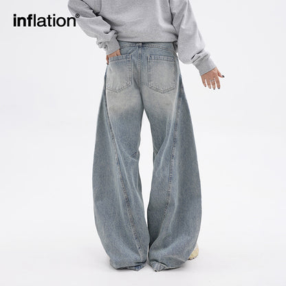 INFLATION Loose Fit Washed Distressed Jeans