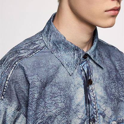 INFLATION Faux Denim Digital Print Shirts