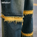 INFLATION Washed Distressed Fringe Jeans - INFLATION