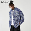 INFLATION Brushed Check Oversized Shirts Unisex - INFLATION