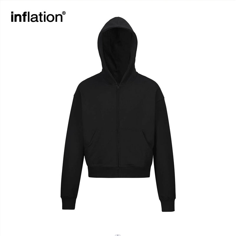 INFLATION Grey Crop Zip Up Hoodies