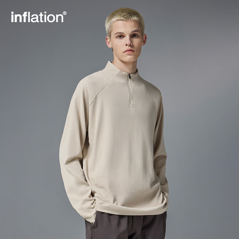 INFLATION Double-side Fleece Quater Zip Up Tshirts