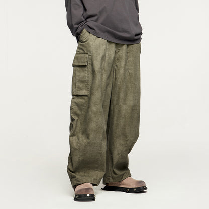 INFALTION Check Wide-Leg Cargo Pants