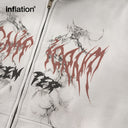 INFLATION Washed Graphic Zip Up Hoodies