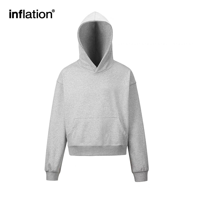 INFLATION Grey Crop Zip Up Hoodies