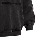 INFLATION Black Washed Distressed Hoodies